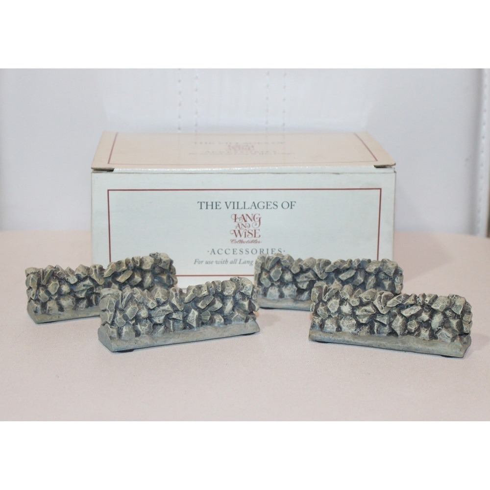 Lang and Wise Set of 4 Stone Fences 30010788 Gray Folk Art Villages Accessory